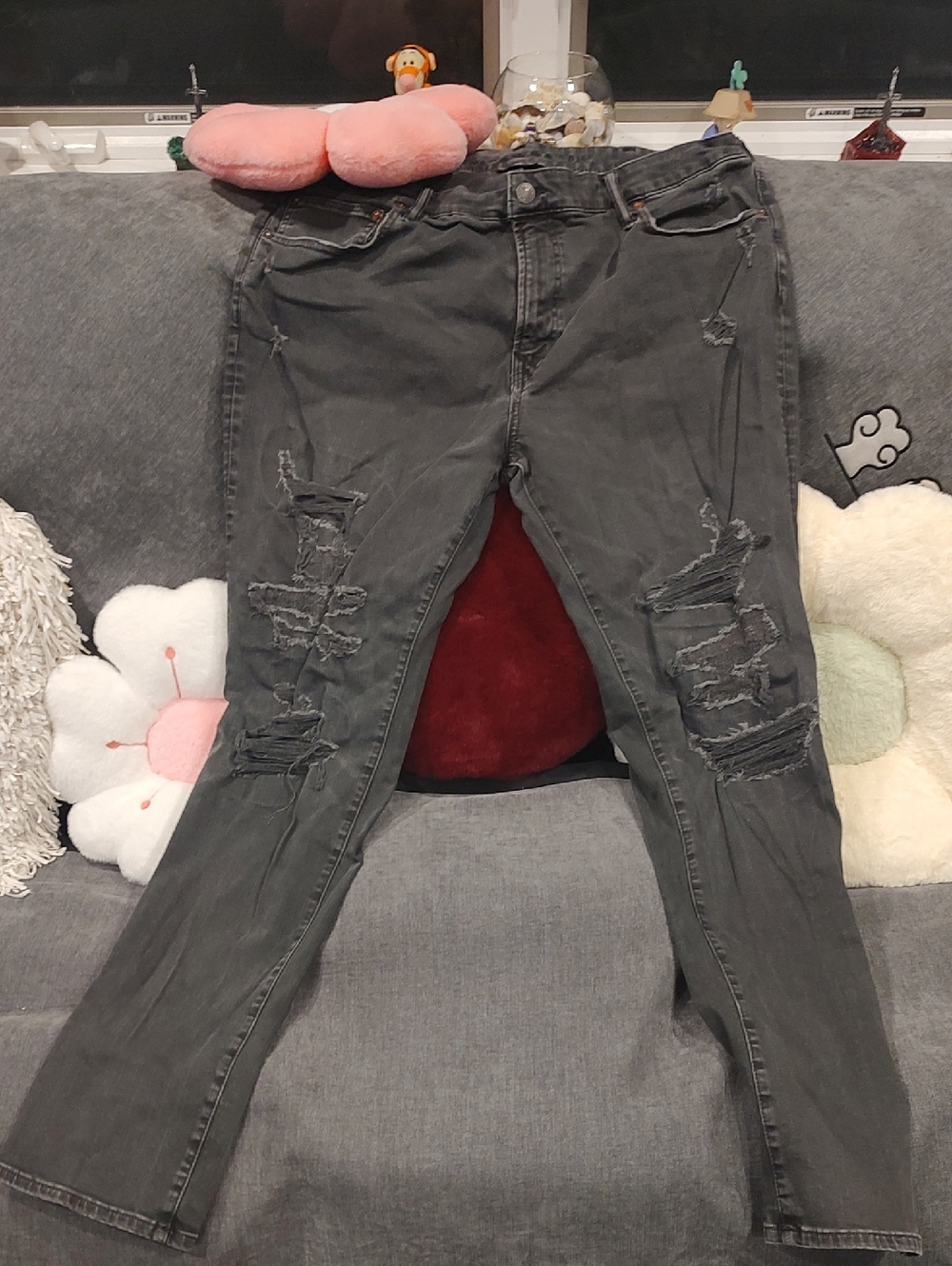 American Eagle Outfitters Men’s Skinny Ripped Jeans -Black Size 40/34